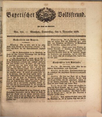 Der bayerische Volksfreund Donnerstag 4. November 1830