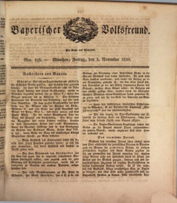 Der bayerische Volksfreund Freitag 5. November 1830