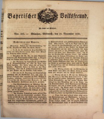 Der bayerische Volksfreund Mittwoch 24. November 1830