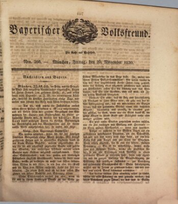 Der bayerische Volksfreund Freitag 26. November 1830