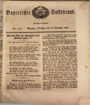 Der bayerische Volksfreund Dienstag 14. Dezember 1830