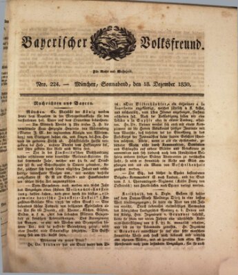 Der bayerische Volksfreund Samstag 18. Dezember 1830