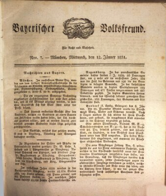 Der bayerische Volksfreund Mittwoch 12. Januar 1831