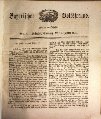 Der bayerische Volksfreund Samstag 15. Januar 1831