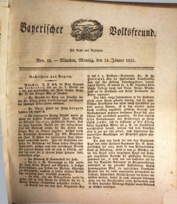 Der bayerische Volksfreund Montag 31. Januar 1831