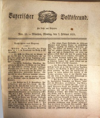 Der bayerische Volksfreund Montag 7. Februar 1831