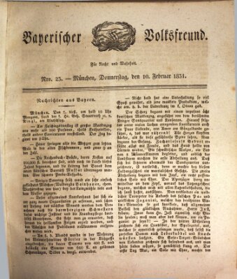 Der bayerische Volksfreund Donnerstag 10. Februar 1831