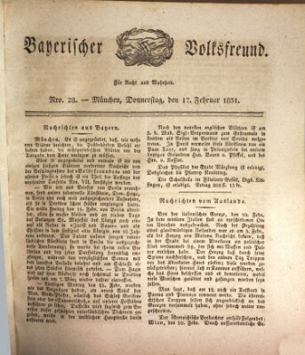 Der bayerische Volksfreund Donnerstag 17. Februar 1831