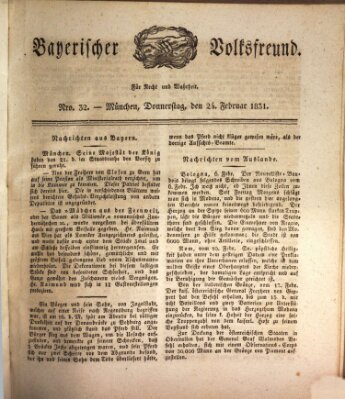 Der bayerische Volksfreund Donnerstag 24. Februar 1831