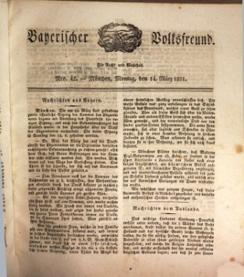 Der bayerische Volksfreund Montag 14. März 1831