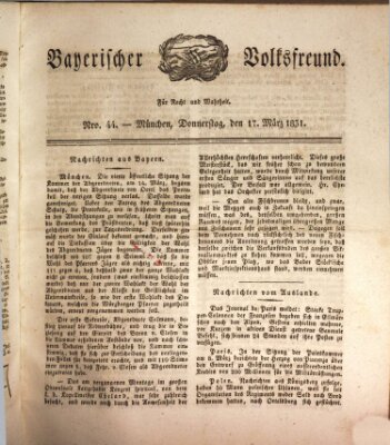 Der bayerische Volksfreund Donnerstag 17. März 1831