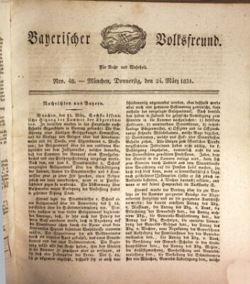 Der bayerische Volksfreund Donnerstag 24. März 1831