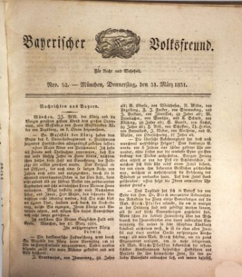 Der bayerische Volksfreund Donnerstag 31. März 1831