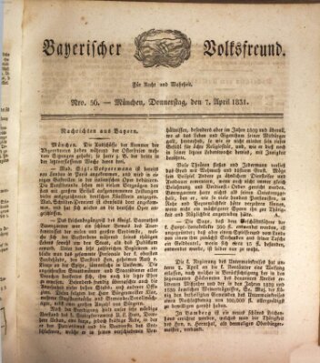 Der bayerische Volksfreund Donnerstag 7. April 1831