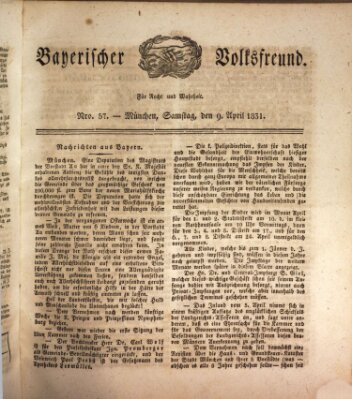 Der bayerische Volksfreund Samstag 9. April 1831