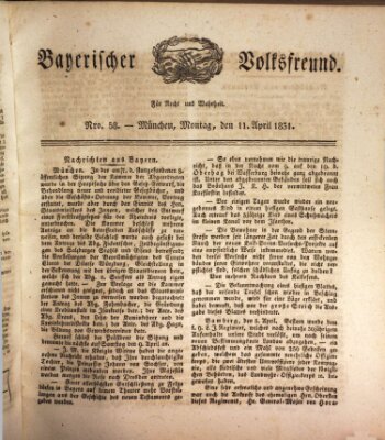Der bayerische Volksfreund Montag 11. April 1831