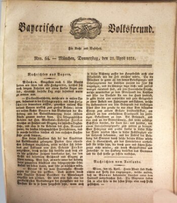 Der bayerische Volksfreund Donnerstag 21. April 1831