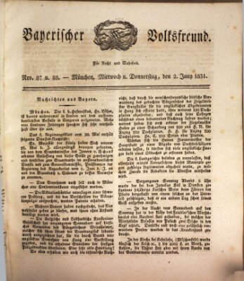 Der bayerische Volksfreund Mittwoch 1. Juni 1831