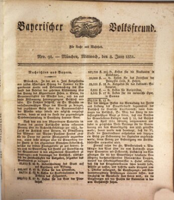 Der bayerische Volksfreund Mittwoch 8. Juni 1831