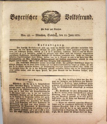 Der bayerische Volksfreund Samstag 11. Juni 1831