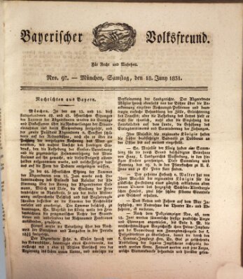 Der bayerische Volksfreund Samstag 18. Juni 1831