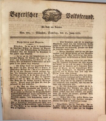 Der bayerische Volksfreund Samstag 25. Juni 1831