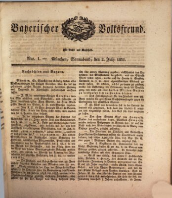 Der bayerische Volksfreund Samstag 2. Juli 1831