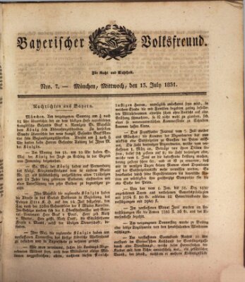 Der bayerische Volksfreund Mittwoch 13. Juli 1831