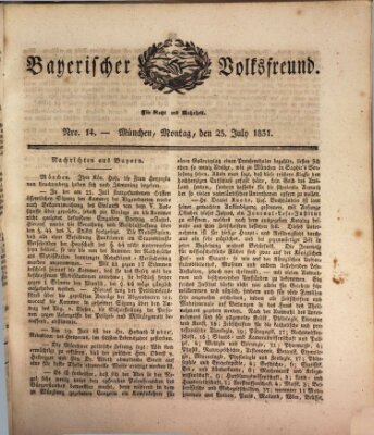 Der bayerische Volksfreund Montag 25. Juli 1831