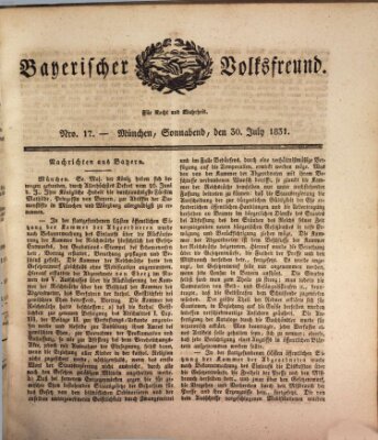 Der bayerische Volksfreund Samstag 30. Juli 1831