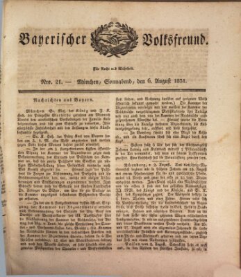 Der bayerische Volksfreund Samstag 6. August 1831