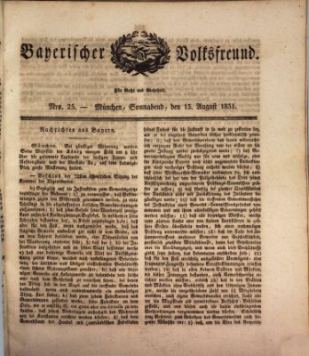 Der bayerische Volksfreund Samstag 13. August 1831
