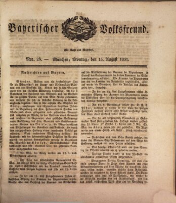 Der bayerische Volksfreund Montag 15. August 1831