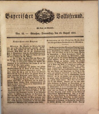 Der bayerische Volksfreund Donnerstag 18. August 1831