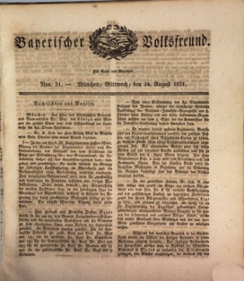 Der bayerische Volksfreund Mittwoch 24. August 1831