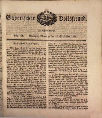 Der bayerische Volksfreund Montag 12. September 1831