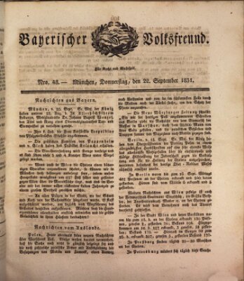 Der bayerische Volksfreund Donnerstag 22. September 1831