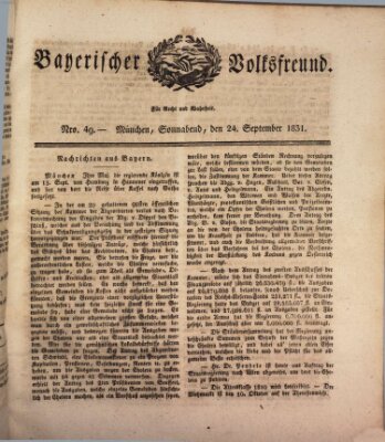 Der bayerische Volksfreund Samstag 24. September 1831