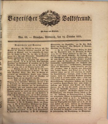 Der bayerische Volksfreund Mittwoch 19. Oktober 1831