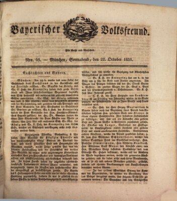 Der bayerische Volksfreund Samstag 22. Oktober 1831