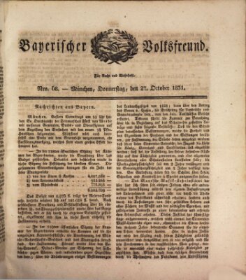 Der bayerische Volksfreund Donnerstag 27. Oktober 1831