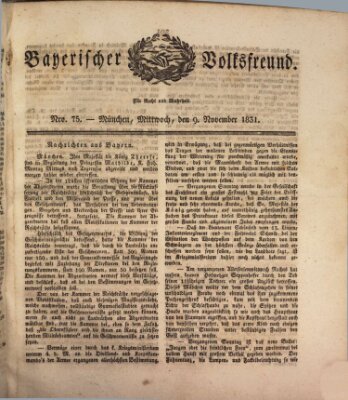 Der bayerische Volksfreund Mittwoch 9. November 1831