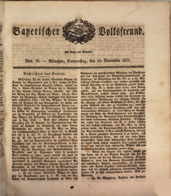 Der bayerische Volksfreund Donnerstag 10. November 1831