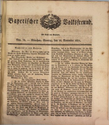 Der bayerische Volksfreund Montag 14. November 1831