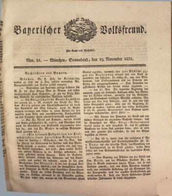 Der bayerische Volksfreund Samstag 19. November 1831