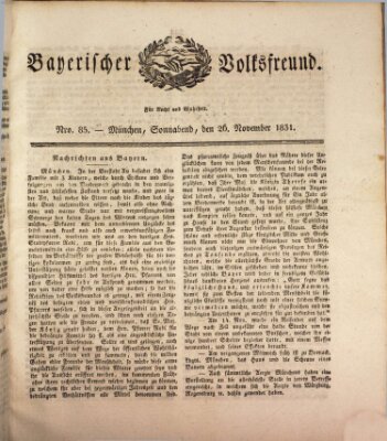 Der bayerische Volksfreund Samstag 26. November 1831