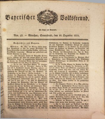 Der bayerische Volksfreund Samstag 10. Dezember 1831