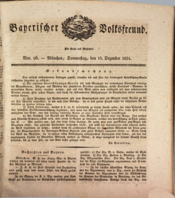 Der bayerische Volksfreund Donnerstag 15. Dezember 1831