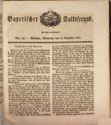 Der bayerische Volksfreund Mittwoch 21. Dezember 1831