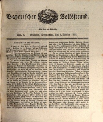 Der bayerische Volksfreund Donnerstag 5. Januar 1832